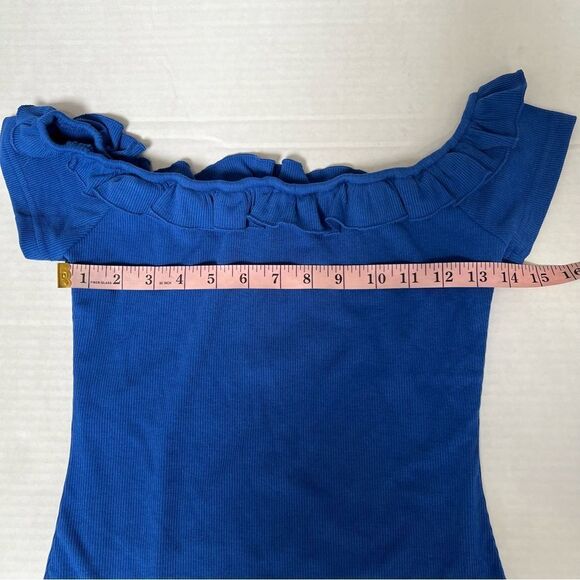 NWT Revolve x Superdown Daniella Off Shoulder Dress in Blue | Size M - Picture 9 of 10
